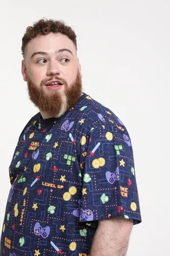 Camiseta Pijama Gola Careca Estampa Gamer