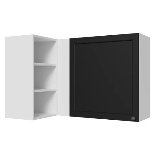 Armário Aéreo de Canto para Linha 60 cm de Profundidade Branco/Preto Vik Madesa