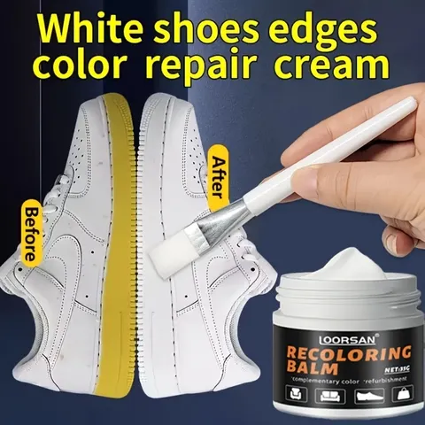 LOORSAN Novo restaurador de borda de sapato branco 35g - Creme profissional de reparo de sapato para tênis, botas, couro, fácil aplicação de correção de cor