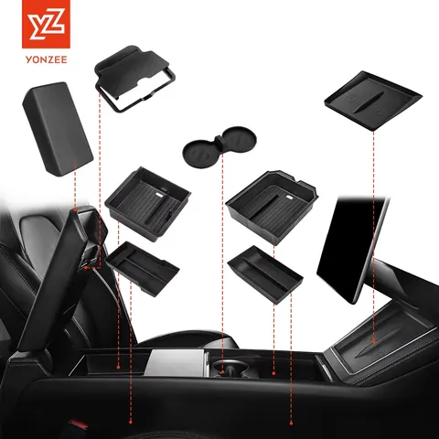 Para Tesla Model 3/Y/YL Highland Juniper 2026: Caixa Organizadora Central com Porta-Copos e Compartimento de Armazenamento Oculto para Console - Acessórios
