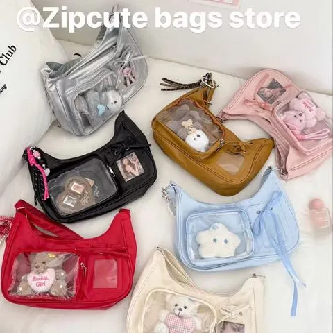 Y2k harajuku bolsa de ombro feminina coreano transparente ita saco escola crossbody saco feminino designer japonês bolsa preppy