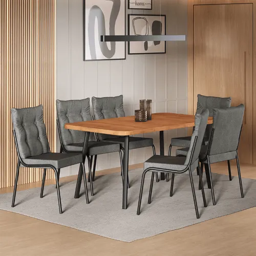Conjunto Sala de Jantar 6 Cadeiras Dublin Carraro Preta