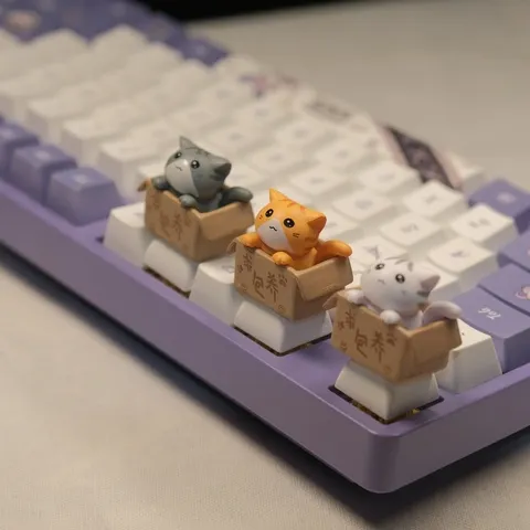Keycap de gato fofo para teclado mecânico, perfil OEM R4, novidade 3D Animal Keycap para interruptores MX, acessórios de mesa Kawaii, Funn