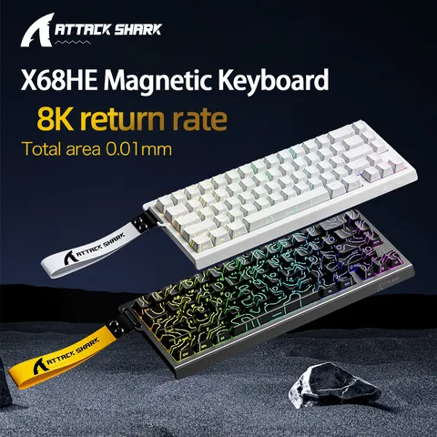 ATTACK SHARK X68HE X68Pro He Teclado Mecânico Magnético para Pro Gaming 0.01mm Trigg Rápido 8000Hz SOCD/Rs 0.125ms 128K Taxa