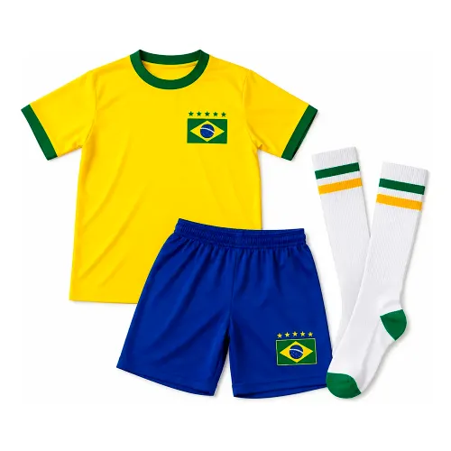 Kit Infantil Brasil Camisa Calção e Meião - unica - 12
