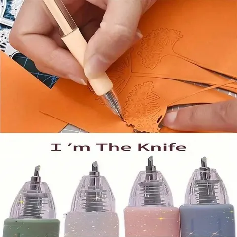 6/1 pçs embrulho de corte utilitário caneta faca retrátil imprensa mão conta caneta faca arte criativa ferramenta corte papel para estudante