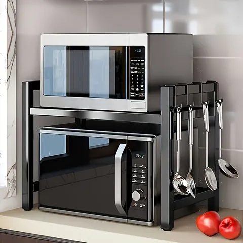 Prateleira Retrátil para Micro-ondas, Estante de Armazenamento de Vários Níveis para Bancada de Cozinha, para Panela de Arroz, Forno e Pequenos Eletrodomésticos