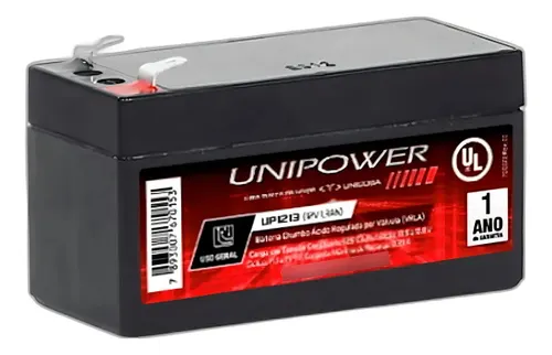 Bateria Selada Unipower 12V 1.3Ah Chumbo Ácido VRLA UP1213 Recarregável