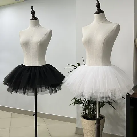 Branco preto inchado tule lolita underskirt feminino cosplay vestido de baile crianças nupcial desossado anáguas tutu vestido