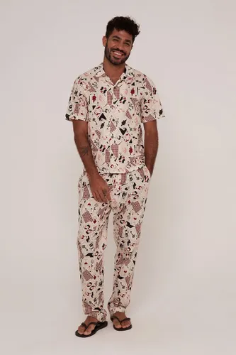 Calça Reta Pijama Estampa Baralho Sorte no Amor