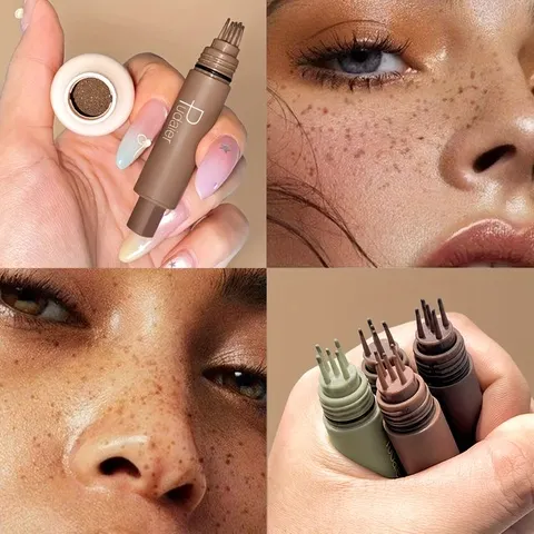 Caneta de maquiagem com carimbo de sardas à prova d'água, sardas de ponto de aparência natural, de longa duração, à prova de suor, adequada para iniciantes