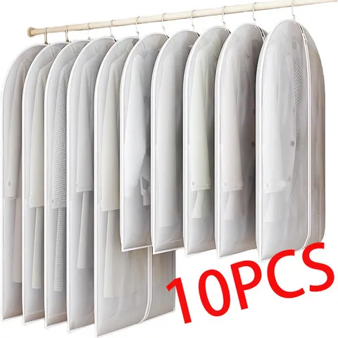 Roupas penduradas capa de poeira vestido de casamento capa terno casaco saco de armazenamento transparente totalmente fechado capa de roupas com zíper