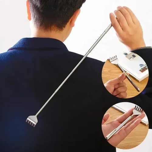 Coçador Mãozinha Telescópio Regulável P/ Coçar Costas Inox Cor Vermelho