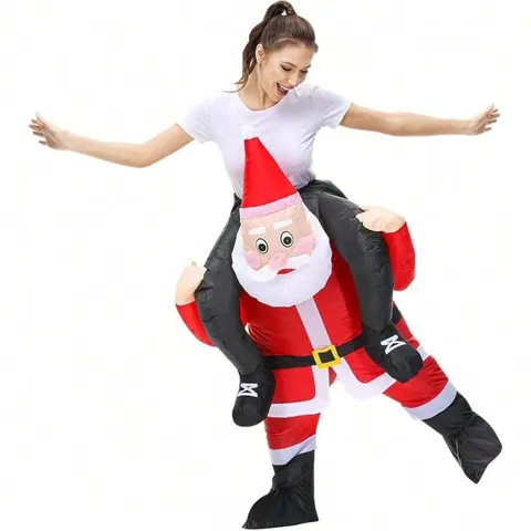 Fantasia Inflável de Papai Noel para Montar, Traje Inflável de Papai Noel para Montar, Fantasia Engraçada de Cosplay de Natal para Festa de Natal e Fantasia