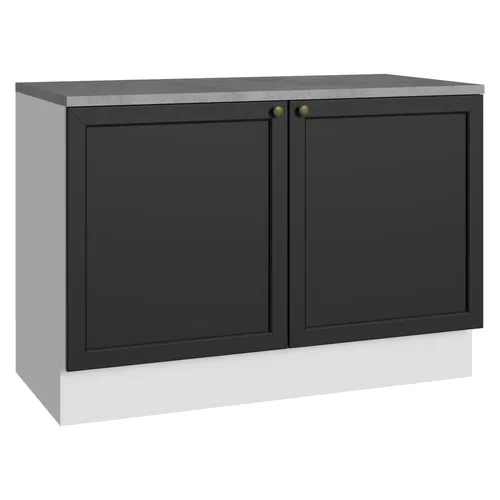 Balcão de Cozinha 120 cm 2 Portas Branco/Preto Vik Madesa