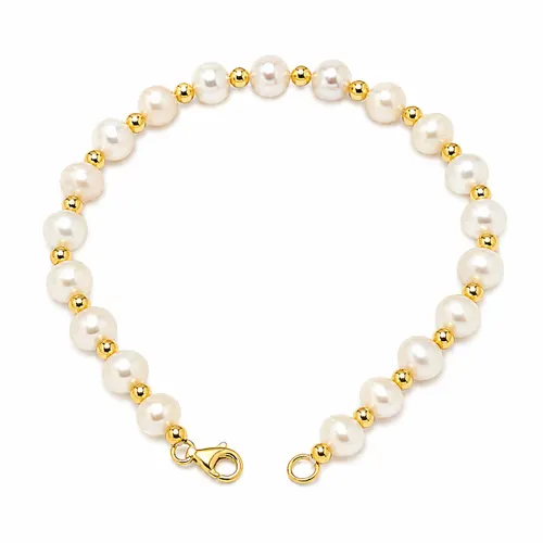 Bracelete com Pérolas e Bolinhas Lisas 18 cm