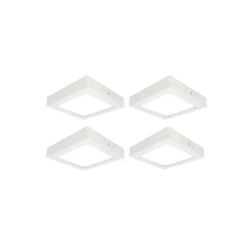 Kit 4 Plafons LED Sobrepor Quadrado 12W 780lm Branco 17cm