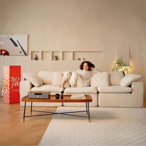 Sofá na Caixa modular Sienna 3 lugares em Boucle - Off-White