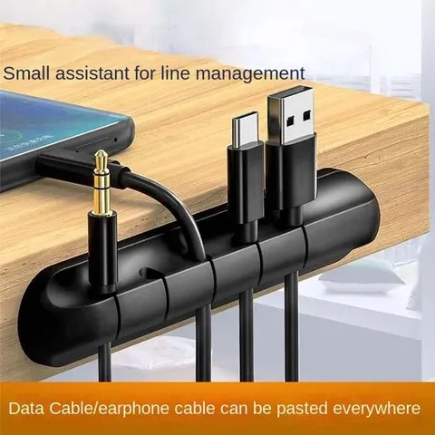 Organizador de Cabos Autoadesivo de Silicone para Mesa: Fixador de Plugues, Cabos de Mouse, Fones de Ouvido e Cabos de Dados de Celular