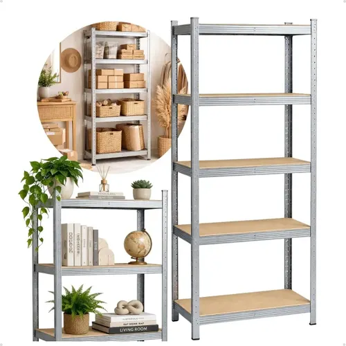 Estante de Aço Galvanizado para 375kg com 5 Prateleiras de MDF 180x60x30cm