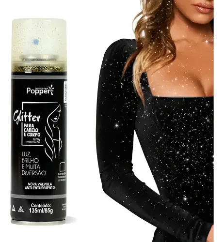 1 Un Spray Glitter para Cabelo Corpo Brilho Carnaval Festas Cor Dourado