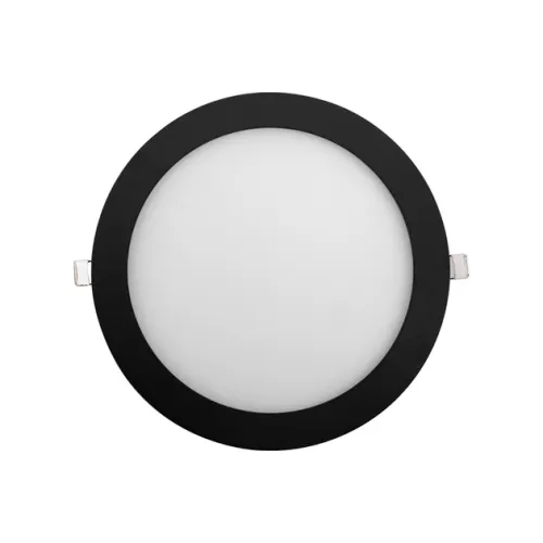 Plafon Led de Embutir Redondo Preto 18w Moldura - LED BRANCO QUENTE (3000K)