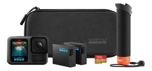 GoPro HERO13 Black Bundle - Kit com Câmera de Ação à Prova d'água 10m, 5.3K60, HLG HDR, 27MP, HyperSmooth 6.0, GPS, Wi-Fi 6 e Acessórios Extras The Handler, Bateria Enduro, Cartão de 64GB e um Estojo