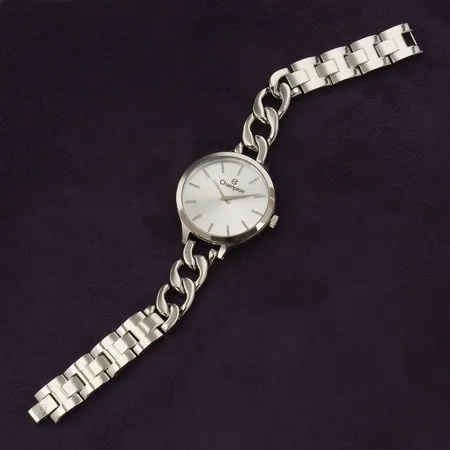 Relógio Feminino Champion Prata Pulseira Bracelete Elos Corrente Original CN21390Q