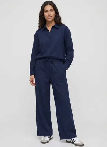 Calça Feminina Pantacourt com Cintura Elástica (Azul) Just Basic