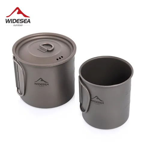 Widesea caneca de acampamento copo de titânio utensílios de mesa turísticos utensílios de piquenique equipamentos de cozinha ao ar livre conjunto de cozinha de viagem panelas caminhadas