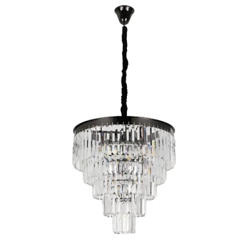 Pendente Cristal Metal Preto Cromado Ø55cm Palace
