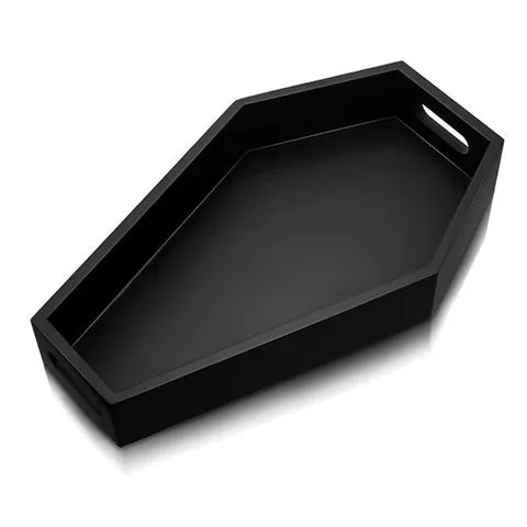 Caixa de armazenamento preta em formato de caixão ABYP, bandeja preta em formato de caixão para presente de aniversário.