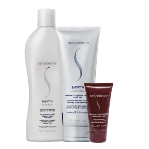 Kit Senscience Smooth Shampoo 280ml Condicionador 240ml e Máscara Inner Restore Intensif 50ml