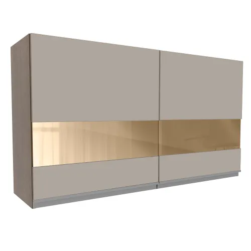 Armário Aéreo Madesa Glamy 120 cm 2 Portas com Vidro Rustic/Crema