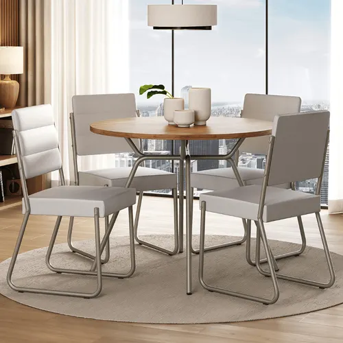 Conjunto Sala de Jantar 4 Cadeiras San Francisco Carraro Prata