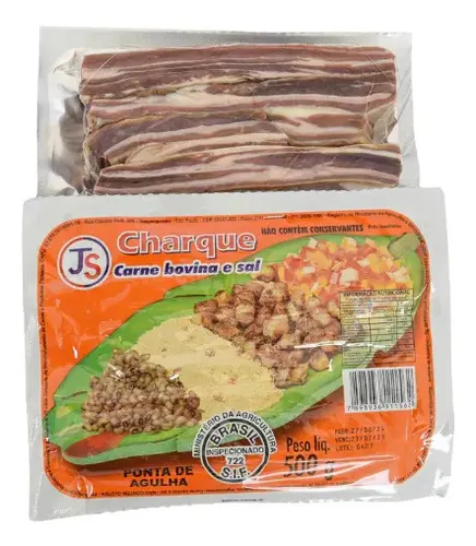 Kit com 2 Pacotes de 500g Charque Js - Ponta de Agulha