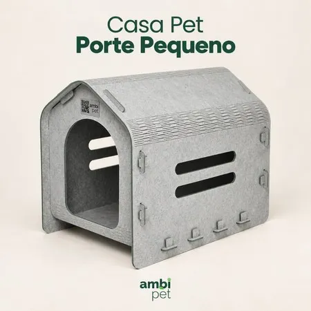 Casa Pet Cachorro Pequeno Ambipet Sustentável Casinha Cão Porte P Ambiplast Reciclado Resistente Lavável 57cm