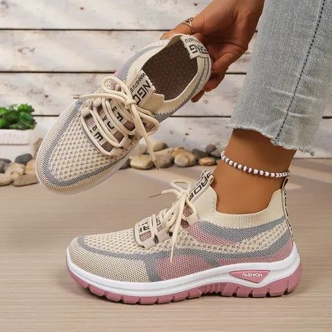 Sapatos Femininos Outono 2026 Tênis Casual Novo Estilo Bicolor Sapatos Versáteis e Elegantes para Trabalho Frete Grátis