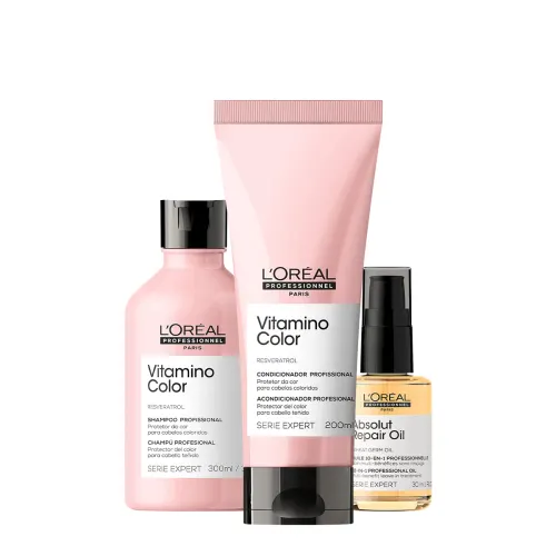 Kit L'Oréal Professionnel Serie Expert Vitamino Color Shampoo 300ml Condicionador 200ml Óleo 30ml