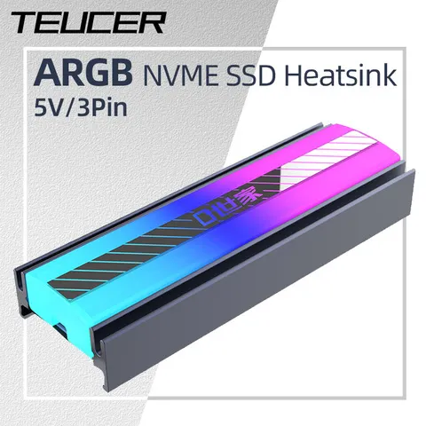 Teucer M.2 2280 NVME SSD Dissipador de calor M2 Radiador 5V 3Pin ARGB Refrigerador de unidade de estado sólido de alumínio