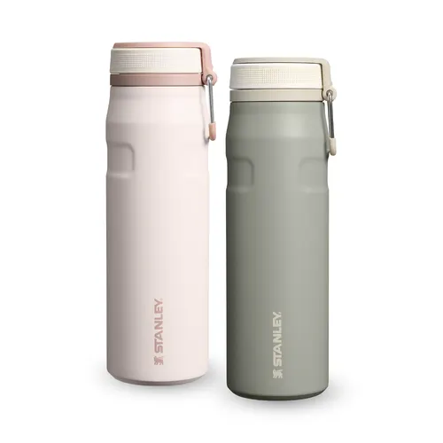 Kit 2 Garrafas Térmicas Twist Flip Rose Quartz e Sage Grey | 710ml