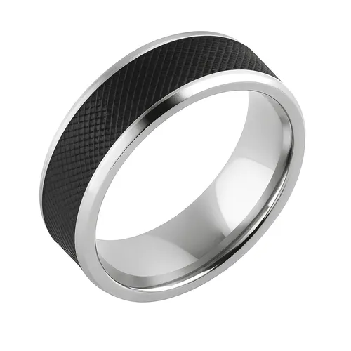 Anel Aço Black com Detalhe Steel Liso 8 mm