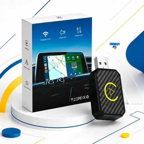 Adaptador Carplay sem Fio Android Auto 2 em 1 Usb Usb-c Wireless Plug play Automático Car play Smart Wireless AI Box Crowley