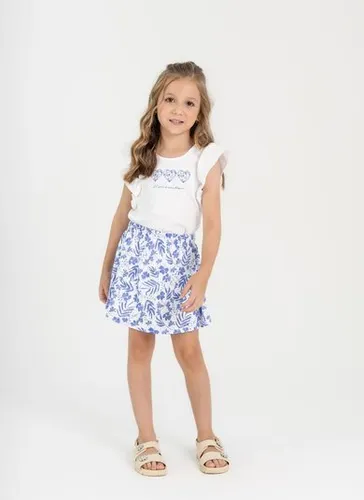 Conjunto Infantil com Blusa e Short-Saia (Branco) Guloseima