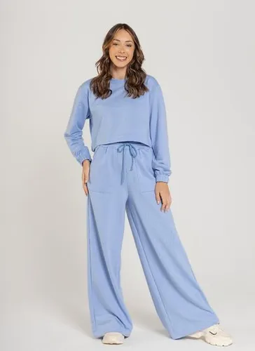 Blusão Cropped Básico em Moletom Feminino Adulto Azul