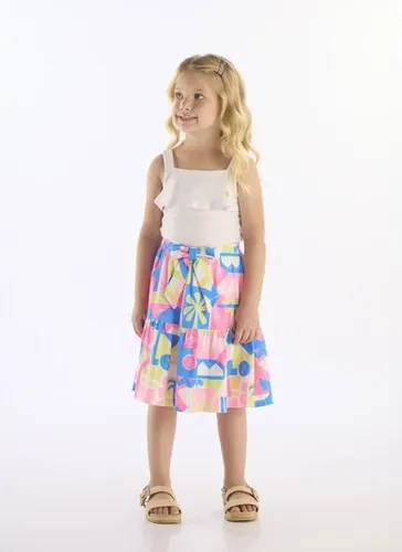 Conjunto Infantil Blusa e Saia Midi Algodão Branco