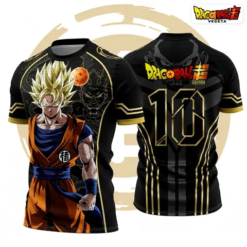 Camiseta Esportiva Unissex Infantil e Adulto Dragon Ball Retrô Verão 2026 Masculina Oversized com Estampa 3D de Manga Curta