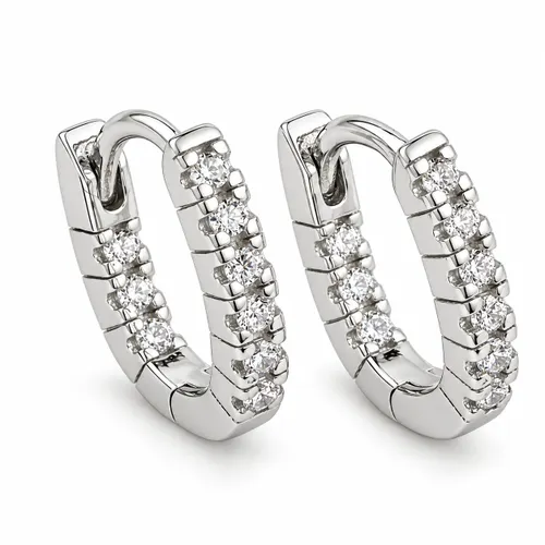 Brinco 5 mm Prata Argola com 18 Zircônias
