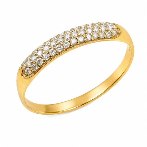 Anel Pavê Abaulado com 41 Brilhantes em Ouro 18K