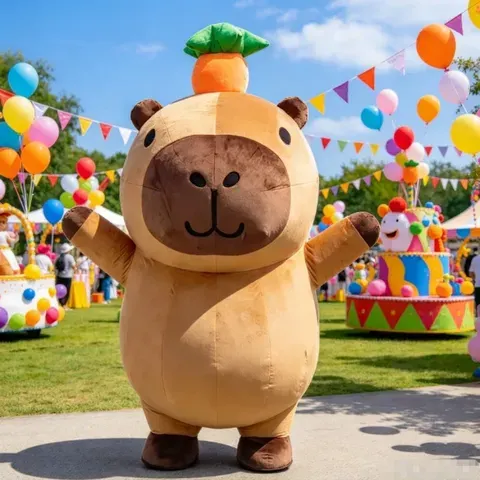 Fantasia de Mascote Inflável de Capivara, Traje de Animal de Pelúcia Gigante para Festas de Natal, Carnaval e Eventos